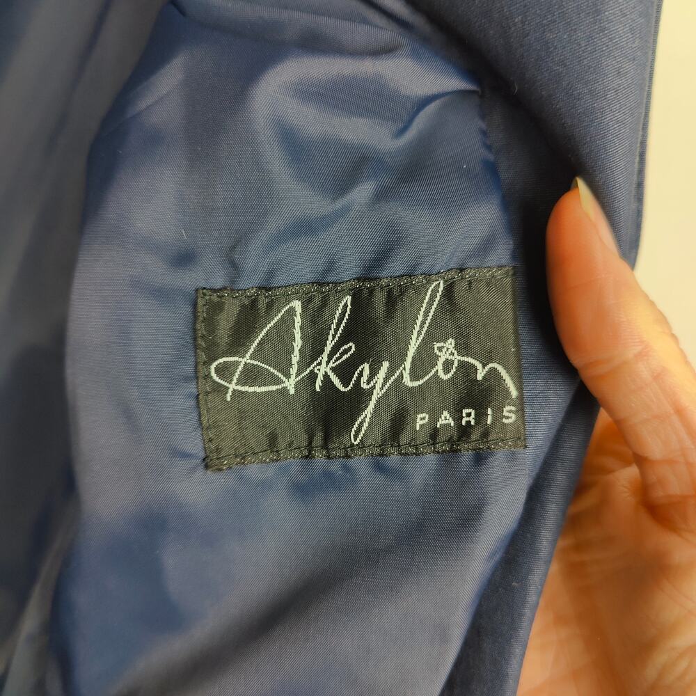 Vintage‎ 1960s Akylon Paris Trench Coat Womens 40 US 8 Navy Blue Jacket French - Picture 6 of 11
